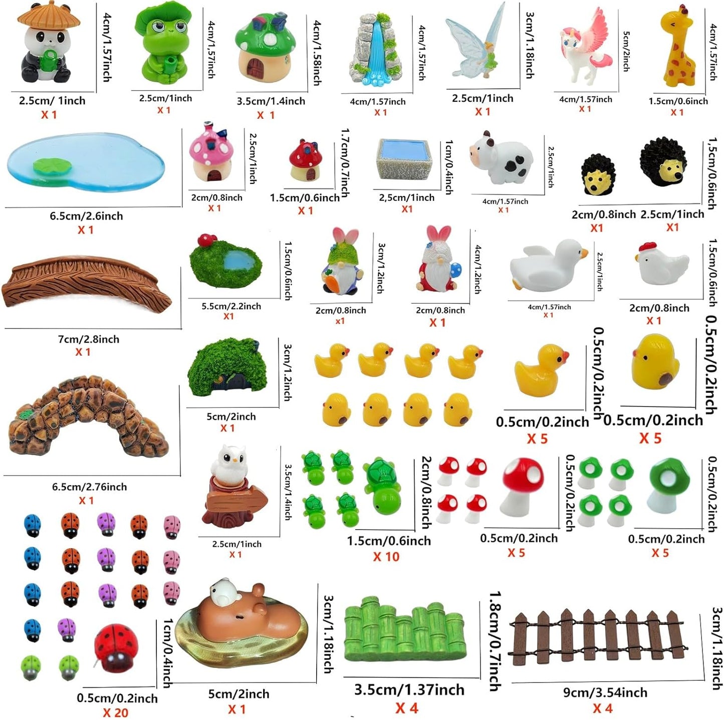 82 Pcs Fairy Garden Accessories Kit - Miniature Figurines, Resin Mushrooms, Elves, Animals, Bridges & Decor for DIY Terrarium, Dollhouse, Succulent Pots, Indoor/Outdoor Craft