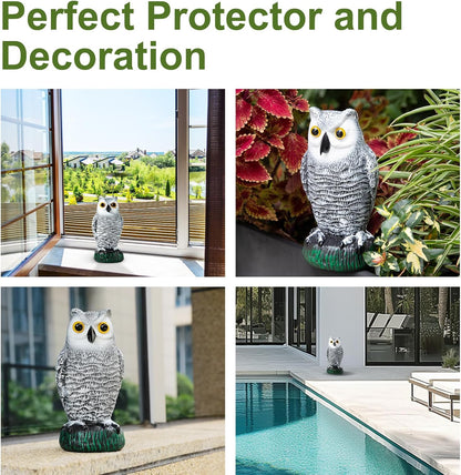 OFFO Bird Scare Devices Plastic Owl Scarecrow for Halloween Decorations Outdoor Garden, Yard, Pool Decoration, 8.3 in Height, Snow Owl
