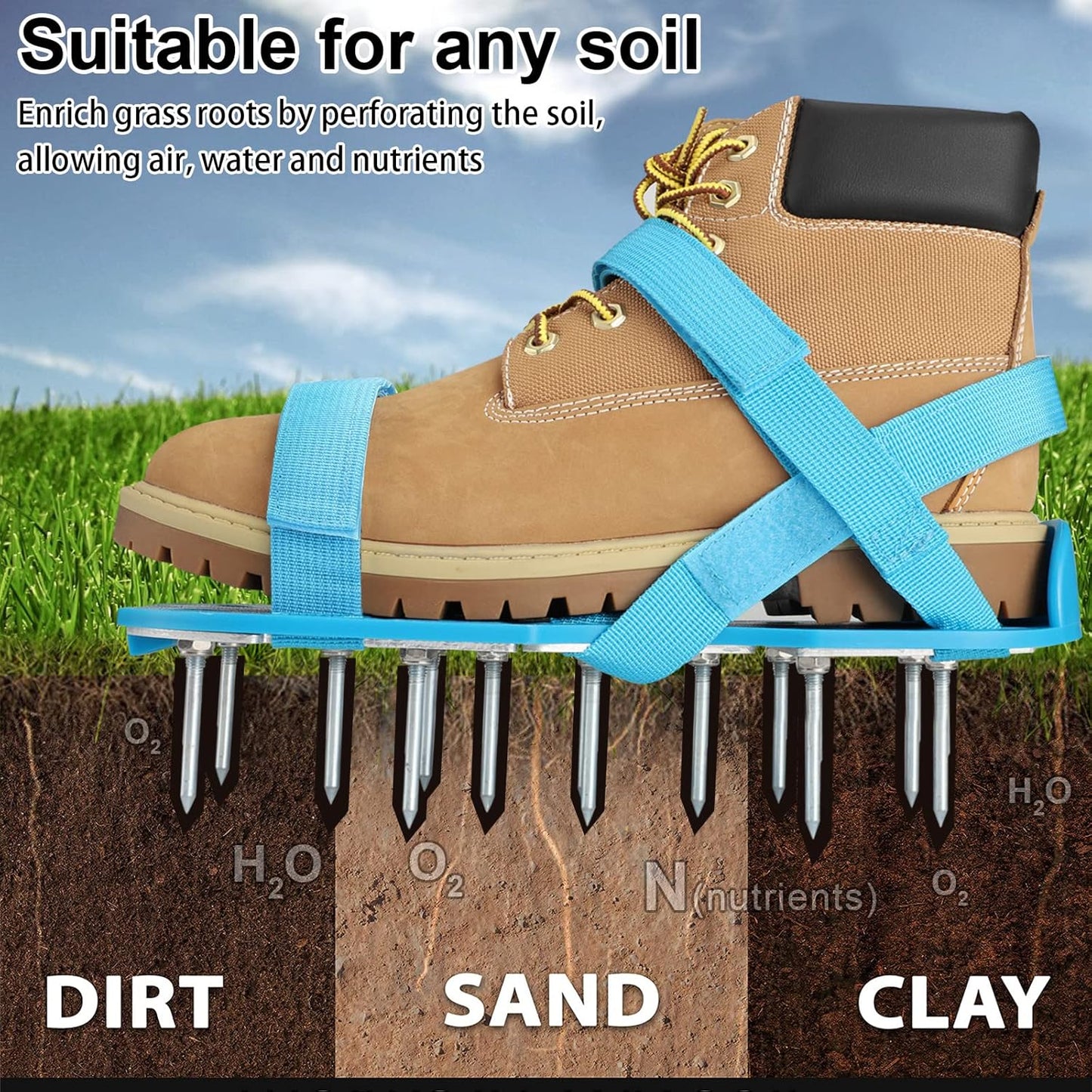 Lawn Aerator Shoes for Grass - Pre-Assembled Grass Aerator Shoes for Lawn - Soil Yard Aerator Tool for Aerating Patio Garden