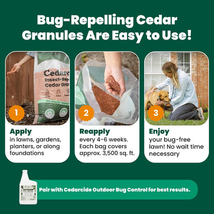 Cedarcide Lawn, Home & Garden Cedar Granules | Repels Fleas, Ticks, Ants & Mosquitoes | Smells Great, Easy to Use | Family & Pet Safe | 1 Bag (8 Lbs)