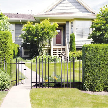 Garden Fence 32 inch H x 24 inch W, 5 Panels (4 Panels+1 Gate,Total 10 feet) Metal Decorative Border Folding Fence, Landscape Fencing for Dog Flower Bed, Yard, Animal Barrier