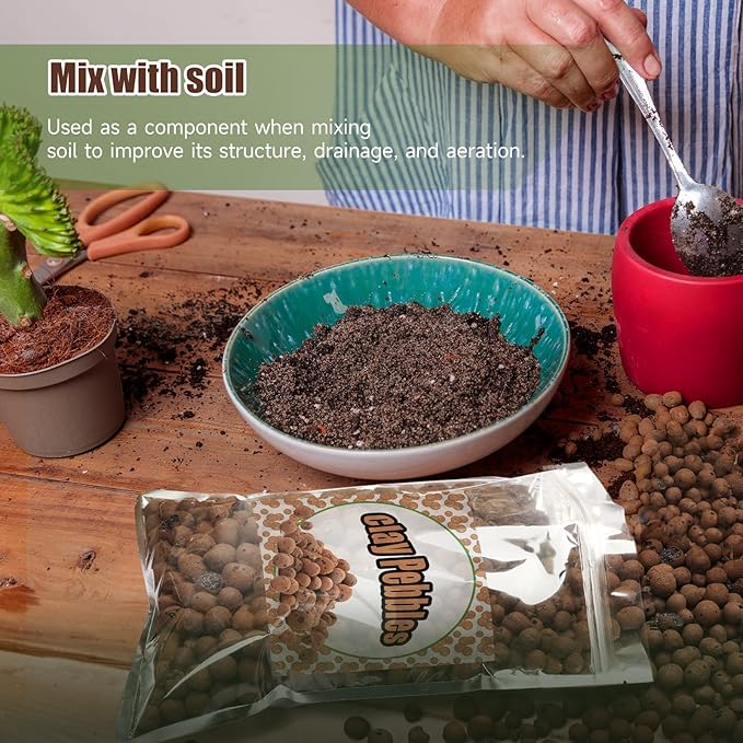 2.2 LB Clay Pebbles Leca Balls for Plants, hydroponic expanded clay pebbles, Ideal for Potted Planter drainage rocks material