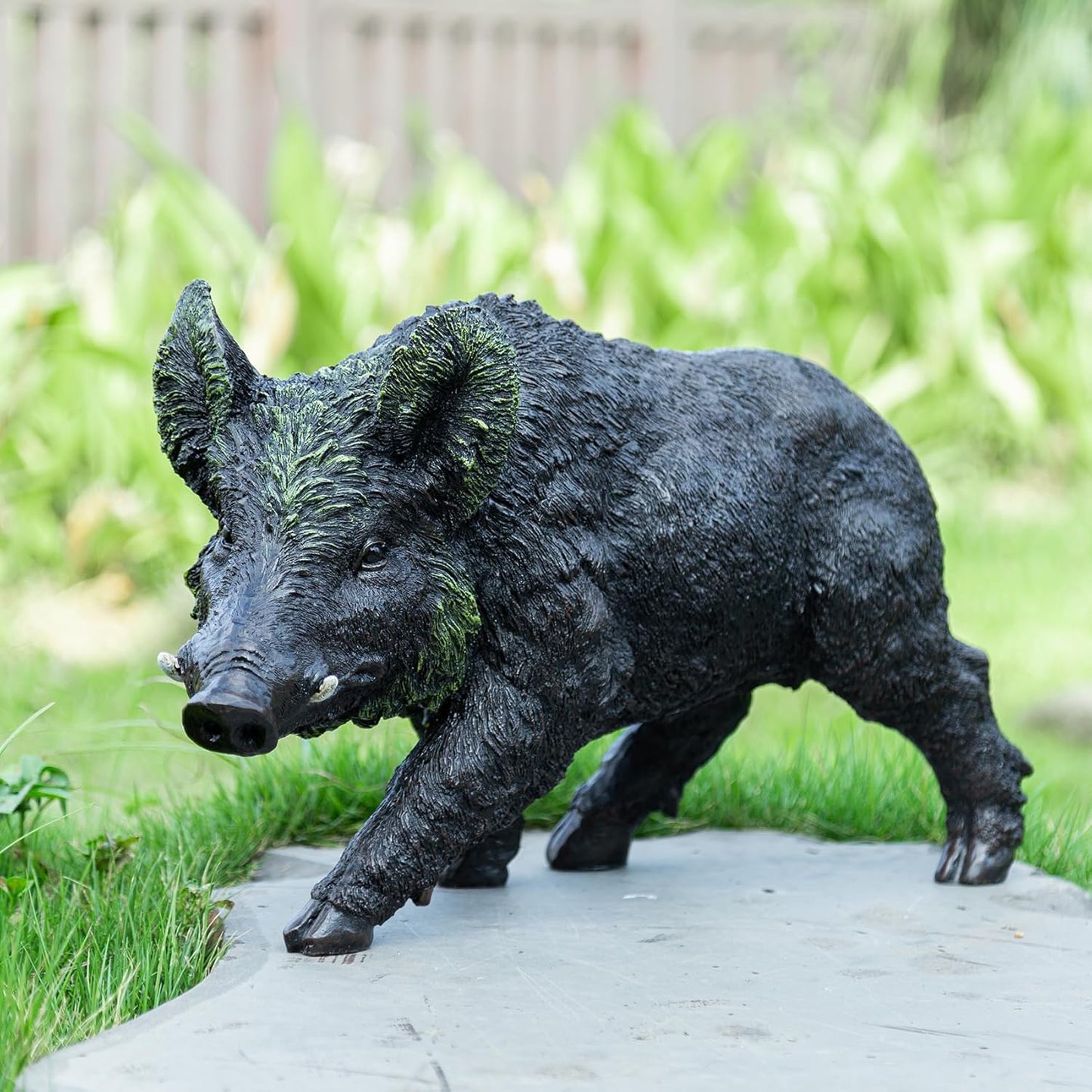 20.87 inch Wild Boar Statue Garden Decor. Durable Resin Outdoor Garden Sculpture and Yard Art Decoration. Suitable for Courtyard Lawns and Patios - Large Lifelike Animal Statue with Weather