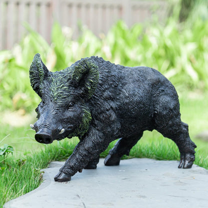 20.87 inch Wild Boar Statue Garden Decor. Durable Resin Outdoor Garden Sculpture and Yard Art Decoration. Suitable for Courtyard Lawns and Patios - Large Lifelike Animal Statue with Weather