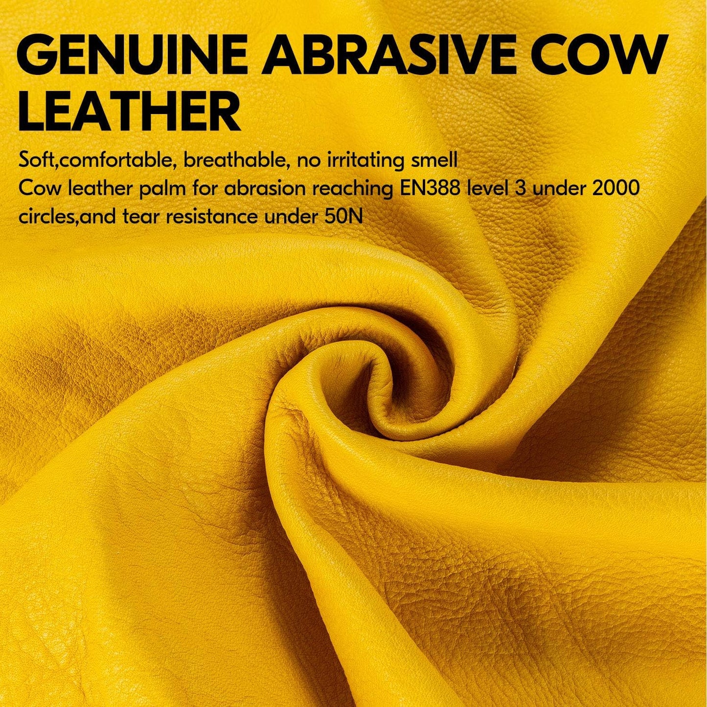 Vgo... Safety Work Gloves Men,Extra-long Cuff Thornproof,Premium Cow Grain Leather,Anti-abrasion, Anti-Impact,Gardeing (1 Pair,Size XL, Gold, CA9659)