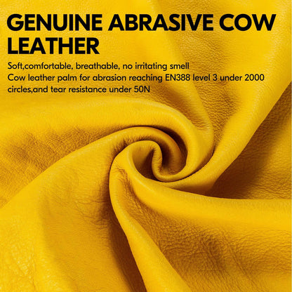 Vgo... Safety Work Gloves Men,Extra-long Cuff Thornproof,Premium Cow Grain Leather,Anti-abrasion, Anti-Impact,Gardeing (1 Pair,Size XL, Gold, CA9659)