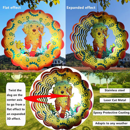 DJUAN Dog Stainless Steel Wind Spinners- Dog Memorial Gifts for Women Mom Grandma Wife, Pet Memorial Wind Spinner for Outdoor Garden Decor,12 inch Hanging Wind Spinner for Dog Lovers Gifts