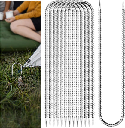 20 Pieces Trampoline Stakes Anchors High Wind Heavy Duty,U Shaped Garden Hooks Stakes for Ground,Trampoline Tie Downs Anchor Kit,Bounce Horseshoe House Stake,Rebar Camping Tent Stakes,12 Inch Long