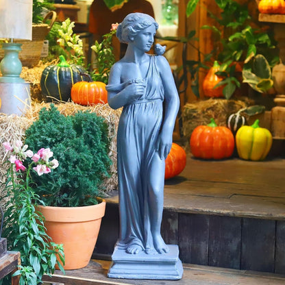 Outdoor Garden 32‘’ High Statue Nymph Sculpture Goddess of Greek Mythology Roman Style Patio Lawn Porch Decor Gray