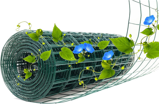 Green Metal Garden Fence, 72inch(H) x 50ft(L), 2 inch x 3 inch,14GA 2/3/4/5/6 Ft Tall Chicken Wire PVC Coated Welded Wire Mesh Roll for Dogs Border Yard Vegetable Plant Protection Poultry Netting