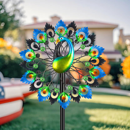 Wind Spinners Garden Decor for Outside, 13 Inches 360°Peacocks Windmill for Yard Decorations Outdoor, Metal Yard Art Wind Sculptures Garden Gifts for Women, Backyard, Patio, Lawn Ornament