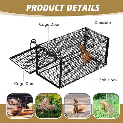 Qualirey 6 Pcs Humane Rat Trap Small Chipmunk Mouse Squirrel Cage Rodent Animal Mice Voles Hamsters Cage Catch and Release Trap for Home Garden Indoor Outdoor(10.6 x 5 x 5 Inch)