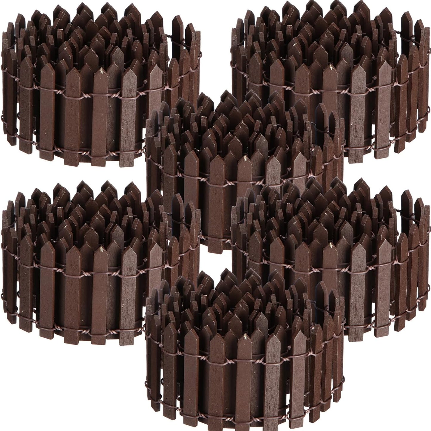 Kigley 6 Pcs 40 Inch Fairy Fence Wood Miniature Garden Picket Fence Decorations for DIY Plant Pot House Home Dollhouse Outdoor Diorama Project(Brown)