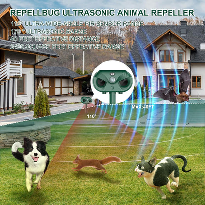 Ultrasonic Solar Animal Repeller, 2025 Upgrade Waterproof Outdoor Solar Powered Groundhog Repeller Gopher Deterrent Chaser Spike to Repell Burrowing Vole Repellent,Rodents for Lawn, Yard