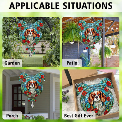 Cavalier King Dog Ears Wind Spinner, Cavalier King Wind Spinner Hanging for Yard and Garden