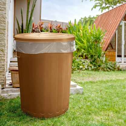 Plexon Large Metal Trash Can with Lid 20 Gallon, Decorative Outdoor Trash Can Heavy Duty Galvanized Metal Bucket with Lid for Garage Workshop Ash Storage Farmhouse, Copper 2 Pack