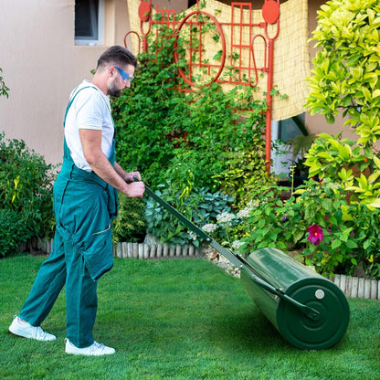 IRONMAX Lawn Roller, 17 Gallons/63 L Manual & Tow-Behind Steel Sod Roller w/Push Pull Handle, Lawn Rollers Tow Behind Water Filled for Yard, Park, Garden, Ball Field (17 Gallons, Green)