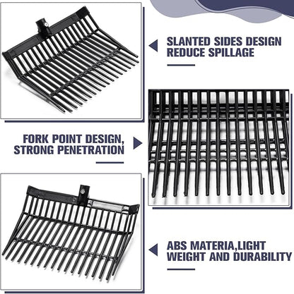 Lasnten 6 Pcs Manure Fork Replacement Head, 18 Tines Pitchfork Head with Screws and Nuts, Horse Manure Rake for Picking up Grass and Hay(Black)