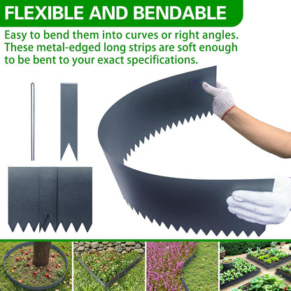 Metal Landscape Edging 6 Pack 40" L x 6" H,Galvanized Bendable Metal Garden Edging,Hammer- in Steel Landscape Edging with a Pair of Gloves and 7 Clips,Navy Blue (20 FT Total)