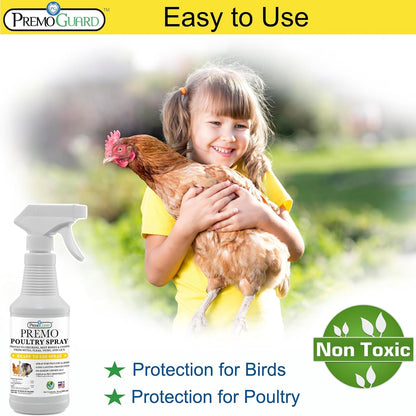 Poultry Spray by Premo Guard – 16 oz – Treat Mites, Fleas, Flies, and Lice – Effective Plant Based – Chicken, Turkey, Waterfowl, and Birds – Best Natural Protection for Control & Prevention