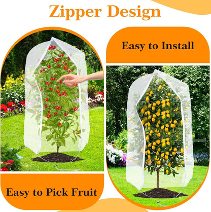 Premium Bird Netting for Garden Protection, 2 Pack Blueberry Bush Garden Netting Cover with Drawstring & Zipper, 3.5 x 2.3 Ft Fruit Tree Netting Protective, Plant Net from Bird & Insect