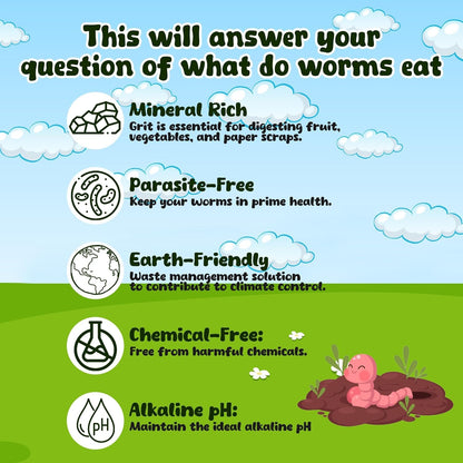 Food for Worms - Mineral-Rich Earthworm Chow, Boosts Composting Efficiency and Promotes Healthy Worms - Nutrient Blend Worm Food for Nightcrawlers & Red Wigglers, 1 Pound