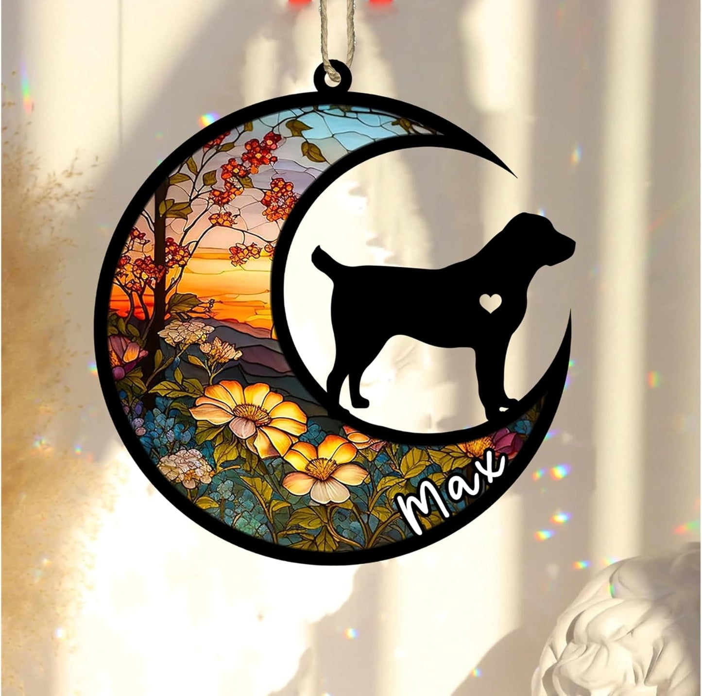 Personalized Dog Memorial, Custom Name Central Asian Shepherd Dog Christmas Ornament with Name, Custom Breeds, Pet Loss Light Catcher, Gifts for Lovers Loss of Pet Sympathy on Mothers Day Christmas