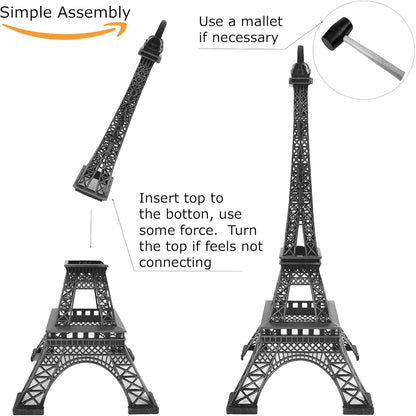 allgala 15" Eiffel Tower Statue Decor Alloy Metal, Black