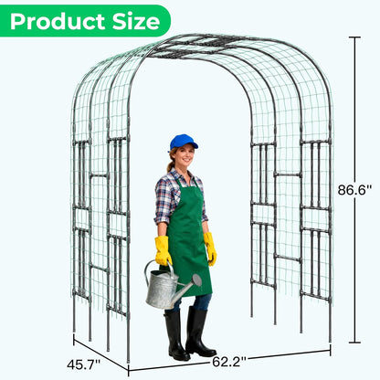 Garden Arch Trellis for Climbing Plants, 7.22 FT Tall Large Arbour Archway for Rose Vine Cucumber Vegetables, Wide Garden Arch for Lawn, Party, Ceremony Wedding Decoration.