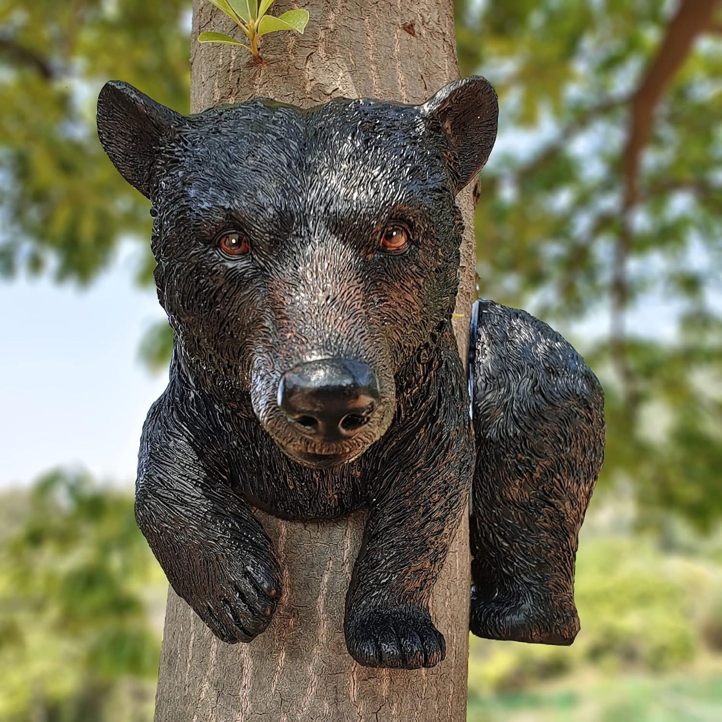 Ferocious Black Bear Trapped in a Tree Statue Tree Hugger Garden Peeker Figurine Yard Art Outdoor Decoration Sculpture