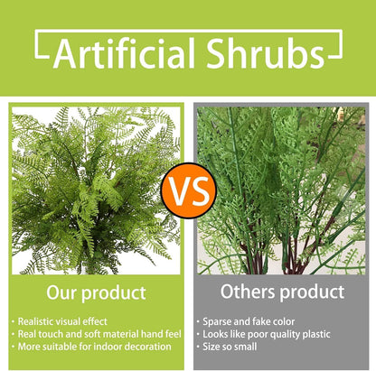Artificial Boston Fern Plants 19" Fake Greenery Shrubs 2 Pcs Faux Plant Bushes UV-Resistant for Indoor Outdoor Wedding DIY Bouquets Floral Arrangement Table Centerpieces