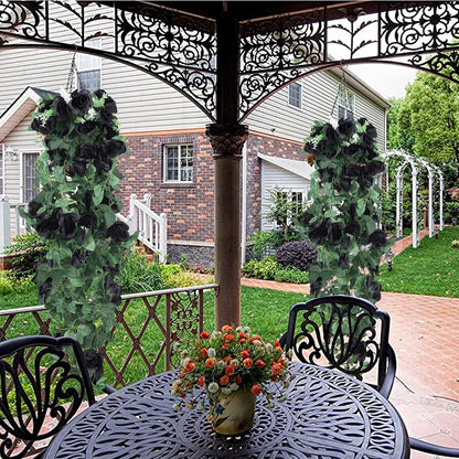 RECUTMS Flowers Artificial Hanging Plants 2PCS 3.3Ft Rose Vine for Home Room Garden Wedding Indoor Outdoor Decoration (Black)