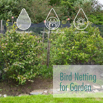 Bird Netting for Garden, Fetanten 7.5 x 65 FT Netting for Garden Protection Vegetables Fruit Trees Blueberry from Birds Deer Poultry, Heavy Duty Woven Mesh Net Animal Fencing with Ties and Staples