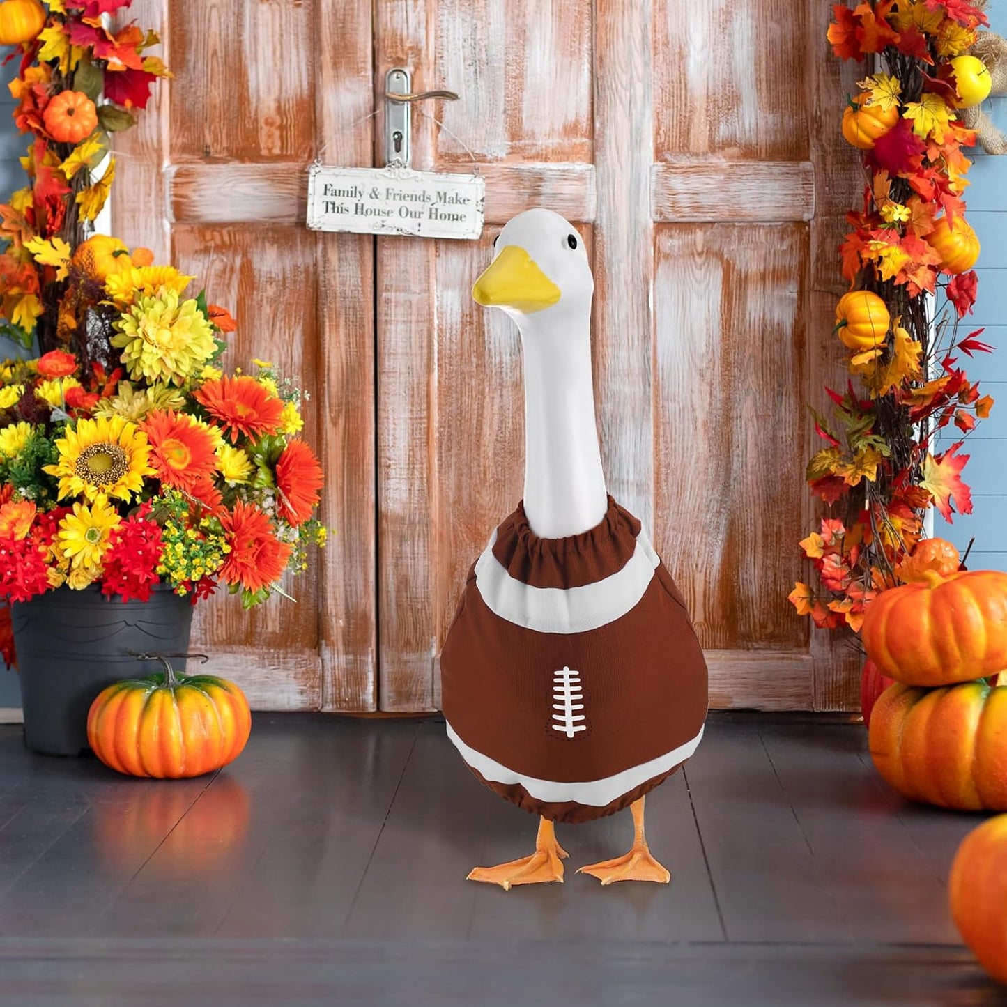 Football Porch Goose Outfit Game Day Costume for Goose Clothes Garden Outdoor Lawn Patio Yard Art Bowl Party Decoration