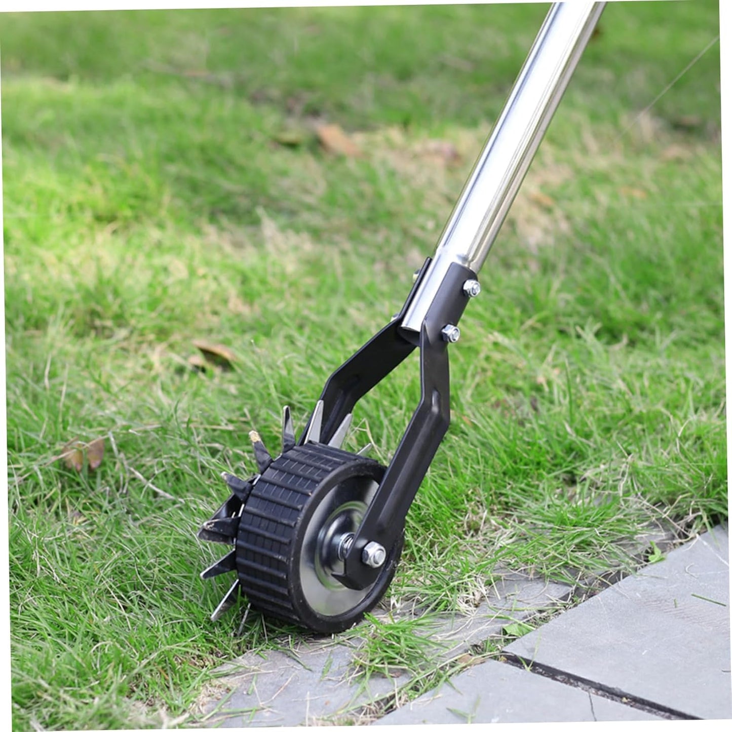 Edger Lawn Tool 53.2 Inch Manual Grass Edger with 3 Sections Stainless Steel Handle and Wheel, Rotary Garden Edging Tool for Landscaping, Sidewalk, Yard