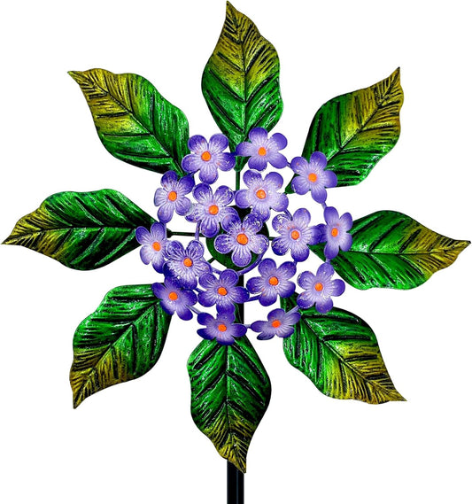 Glow-in-Dark Metal Wind Spinner for Yard and Garden, Outdoor Luminous Wind Spinners Yard Art Garden Decor (13.4" W x 47" H) Purple