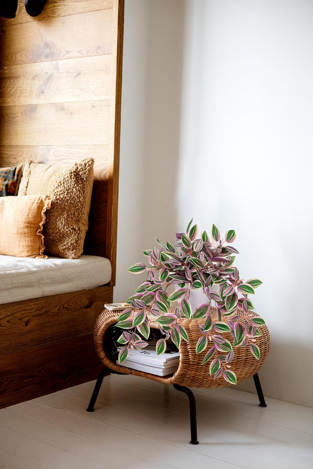 Briful Faux Plants Indoor Fake Potted House Plants Artificial Watermelon Peperomia Hanging Plant for Home Office Bedroom Aesthetic Shelf Kitchen Decoration(Pink - 1 Pack)