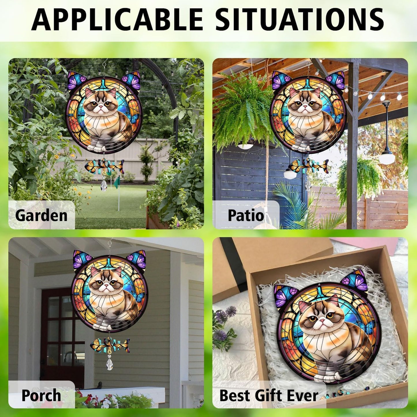 Exotic Shorthair Cat Wind Spinner, Exotic Shorthair Cat Wind Spinner Hanging for Yard and Garden