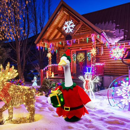 Christmas Toy Soldier Style Porch Goose Outfits,2 Pcs/Set Goose Clothes with Pointed Hat and Gift Box Fits 23" Lawn Goose Statue,Red Christmas Outdoor Goose Costume,Yard Patio Garden Xmas Decor