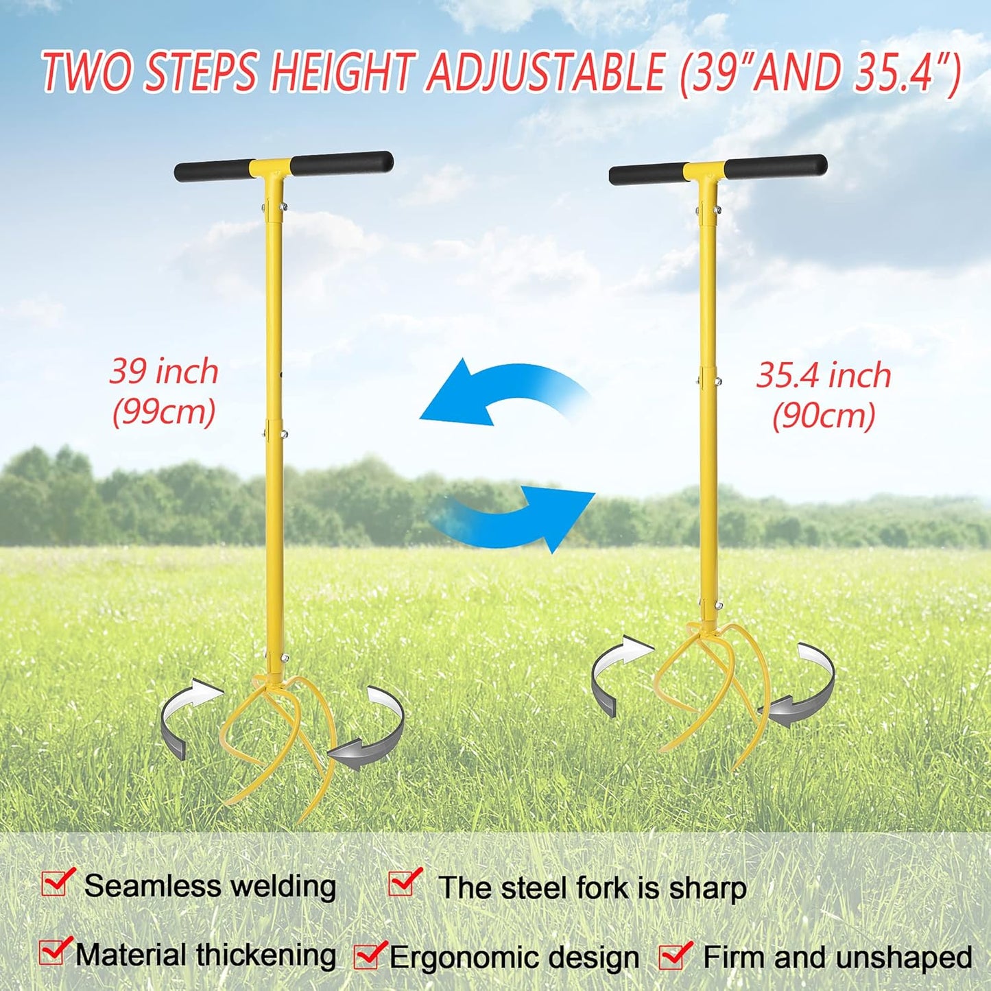 Garden Hand Tiller Garden Claw Twist Tiller Cultivator Tiller Soil Lossener Lawn Aerator Areator Loosen, Rototiller, Garden Bed and Plant Box Cultivator, Garden Tools.