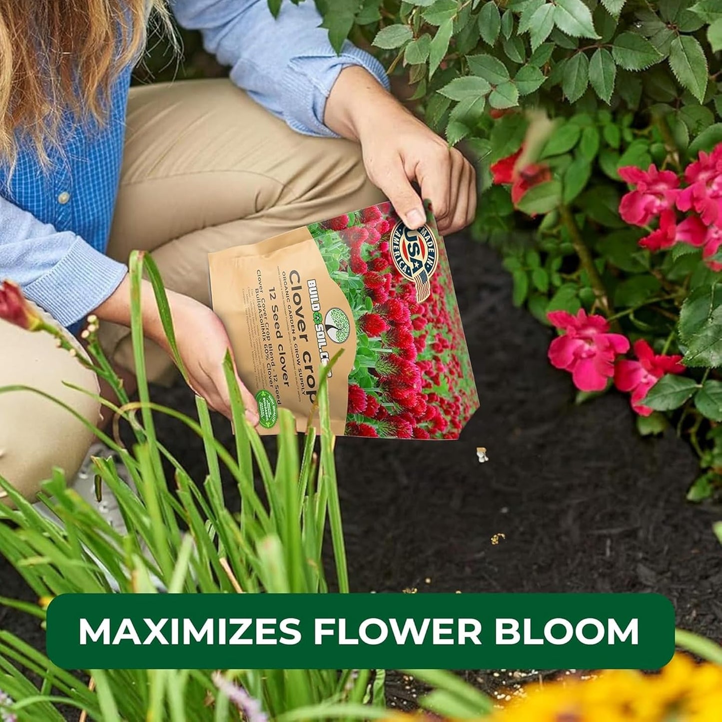 BuildASoil No-Till Clover Seed Cover Crop Blend 12 Species Cover Crop Seed Mix Premium Clover Seeds for Lawn - Plants Friendly Cover Crop for Garden - 60% Clover (1 lb Bag)