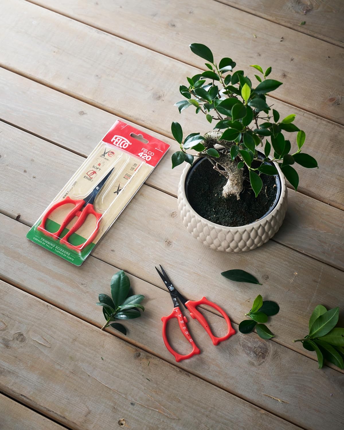 Felco 420 Trimming Scissors – 6.1" Swiss-Made Garden Clippers with Fine Tip & Non-Stick Blade | Pruning Shears for Gardening | Garden Scissors for Plant with Stainless Steel Blade, Built-In Ruler