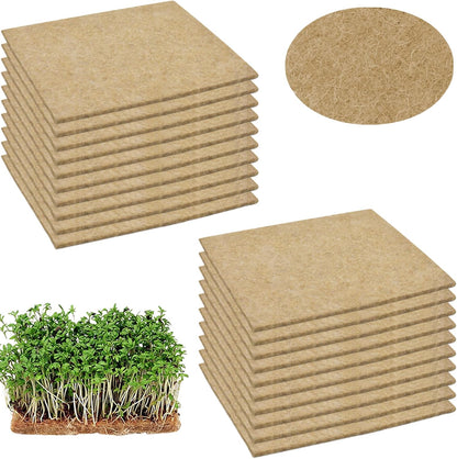 Halatool 20PCS Jute Grow Mat,Hemp Mats for Growing Microgreens 10" X 10" Hydroponic Grow Pads for Micro Greens Growing Trays,Indoor Sprouting kit for Wheatgrass Sprouts
