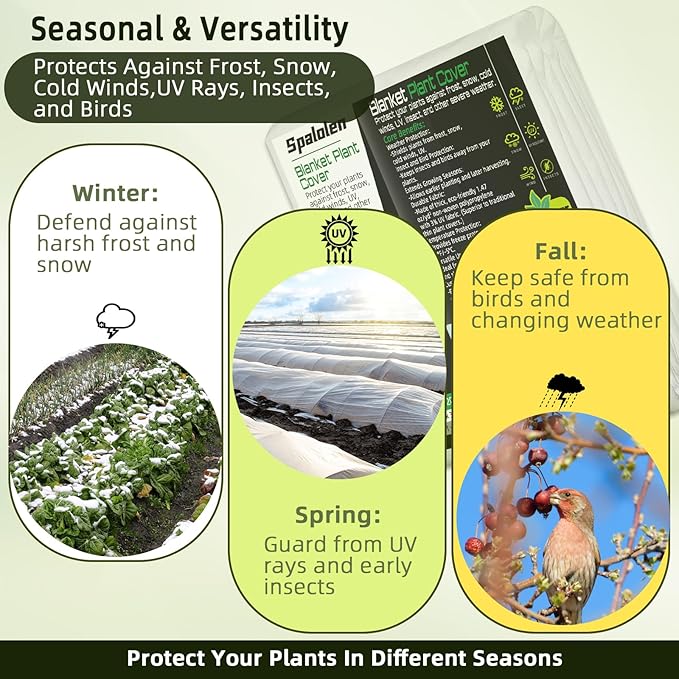 Plant Covers Freeze Protection, 10ft X 30ft Floating Row Cover 1.47 oz/yd² Fabric, Garden Frost Cloth Frost Blanket Plant Frost Covers for Outdoor Winter Frost/Sun Pest Protection - White