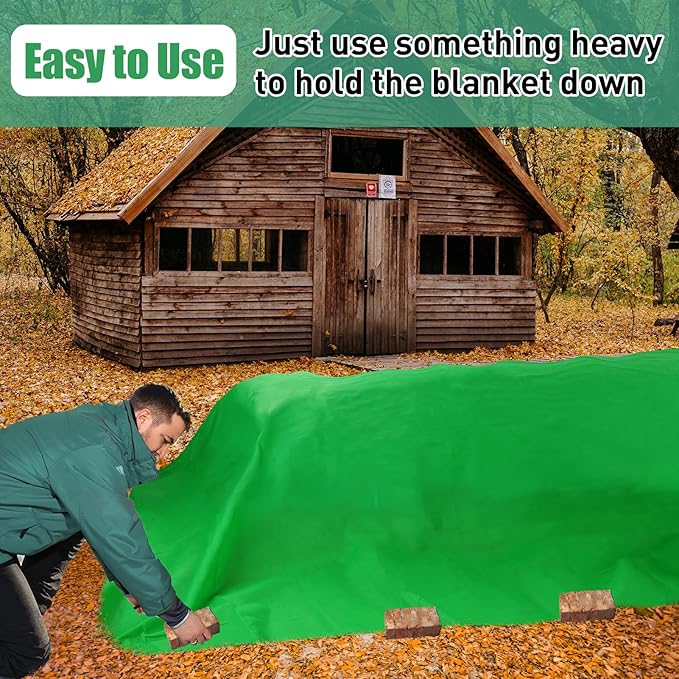 Alphatool 2.0oz/yd² Plant Covers Freeze Protection - 10 x 12 ft Easy of Use Green Winter Plant Frost Blanket Shield for Raised Beds, Reusable Garden Fabric Cloth Floating Row Cover for Outdoor Plants