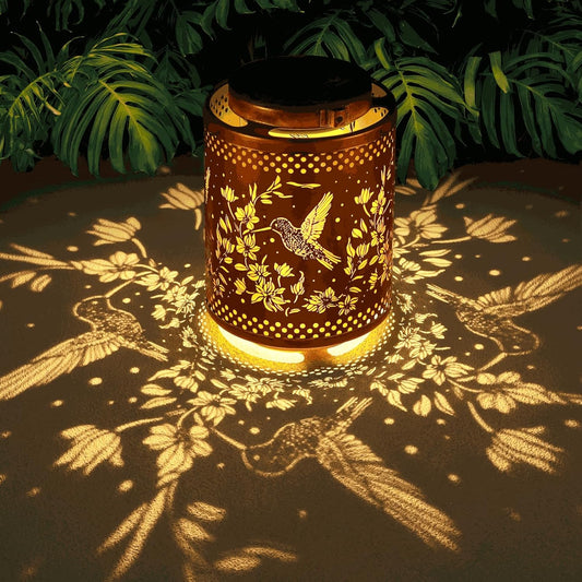 Hummingbird Solar Lanterns Garden Decor Birthday Gifts for Women Mon Grandma Metal Hanging Solar Lights Waterproof Outdoor Decoration for Outside LED Lanterns for Yard Patio Lawn Pathway Landscape