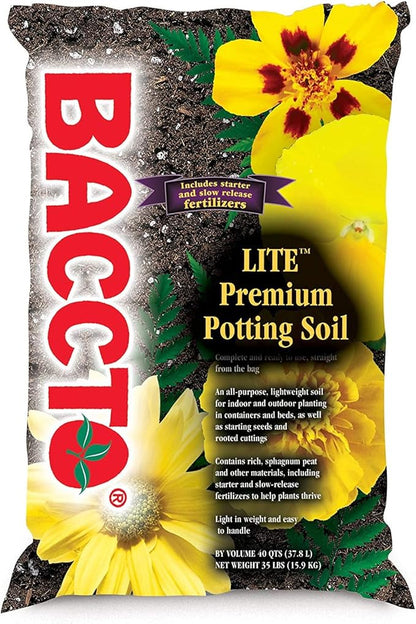 1440 Baccto Lite Premium Potting Soil for Gardening, Seed Starting, Propagation, and More, 40 Quart Bag (2 Pack)