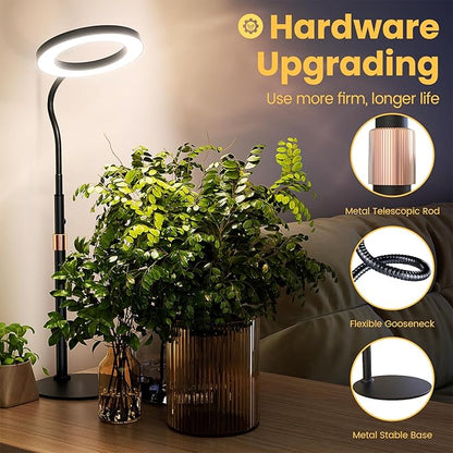 bseah Grow Light, LED Plant Light for Indoor Plants Growing, Full Spectrum Desk Grow Lamp with Pedestal, Automatic Timer for 3H/9H/12H, 10 Dimmable Levels, Height Adjustable