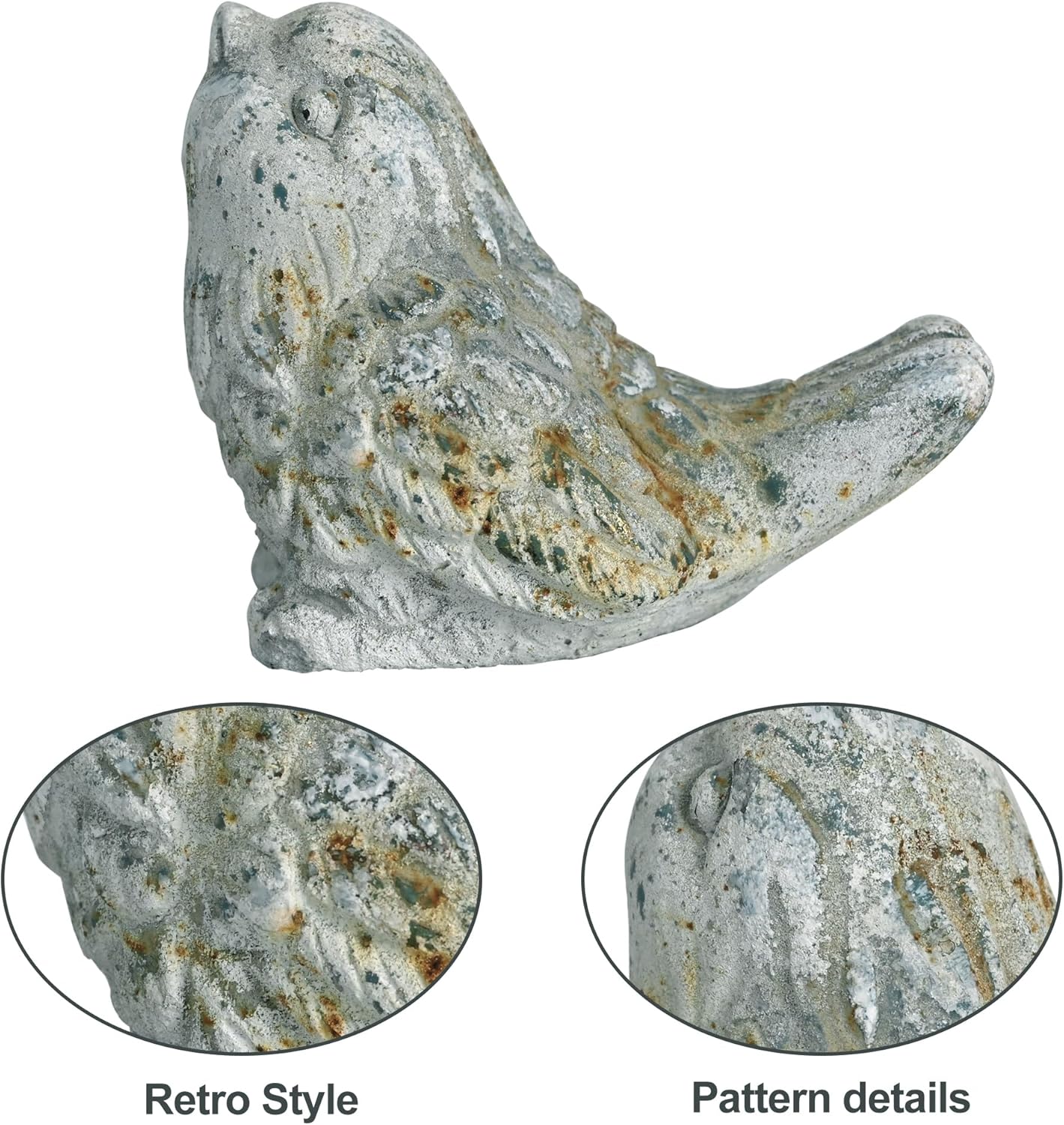 Z&Z ornamentorum Outdoor Bird Statues Decor Figurines for Home Cement Bird Sculpture for Patio Yard Lawn Ornament, 2 Style/Set,Indoor Outdoor Stone Decorations Statue