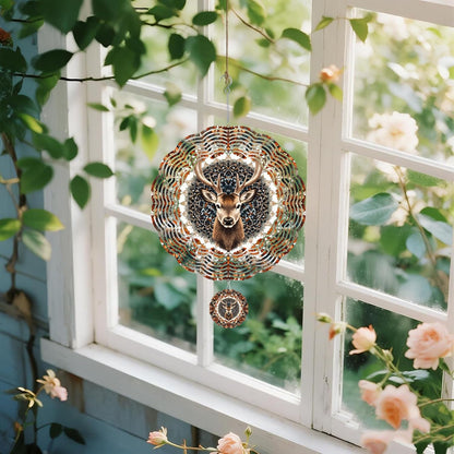 Wind Spinners Outdoor, Brown Retro Elk Deer 3D Stainless Steel Wind Sculpture Spinner for Garden Outside Hanging Decor Mother's Day Christmas Birthday Gifts for Women Men Mom Nana 13.7 in